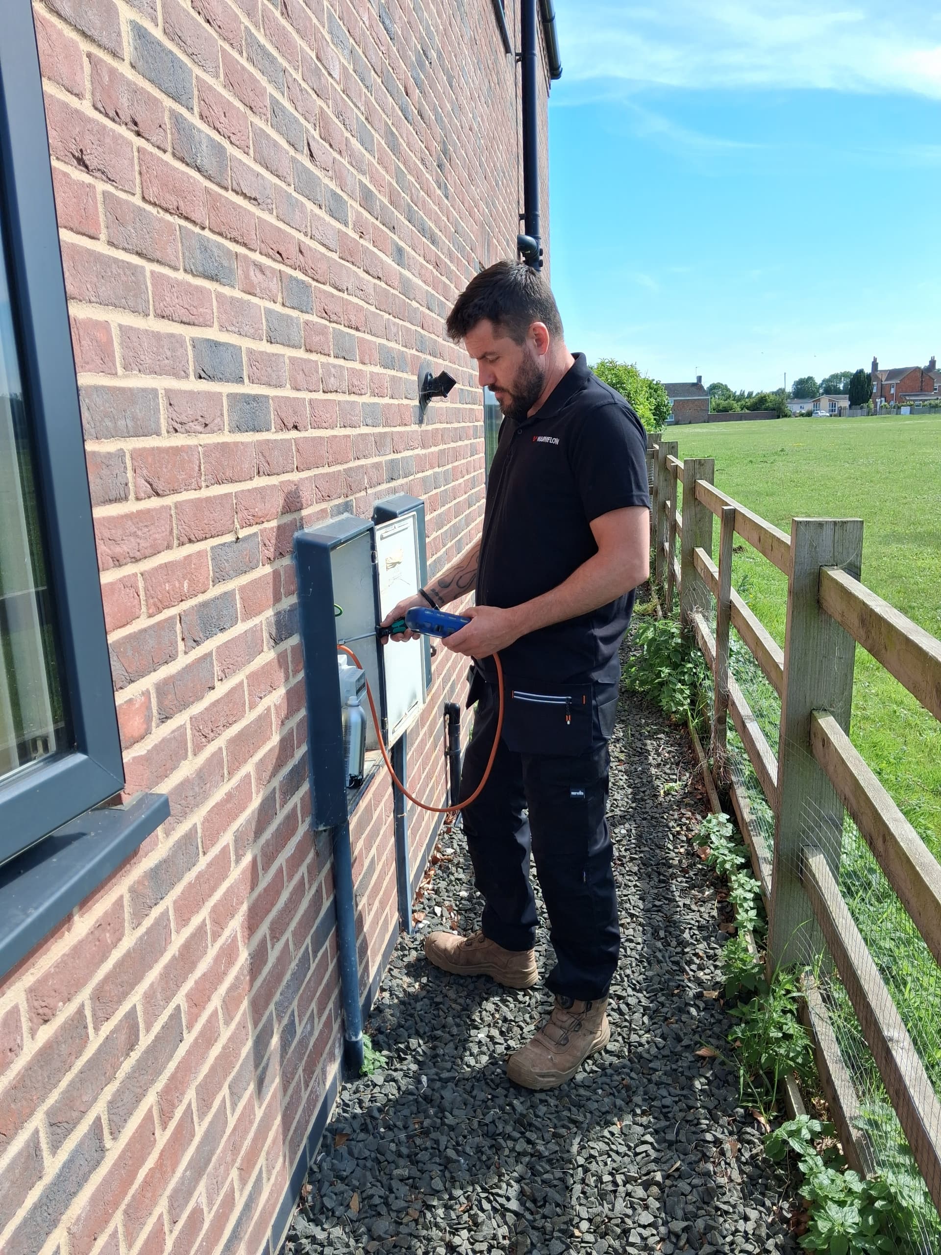 Peace of Mind engineer servicing an oil boiler